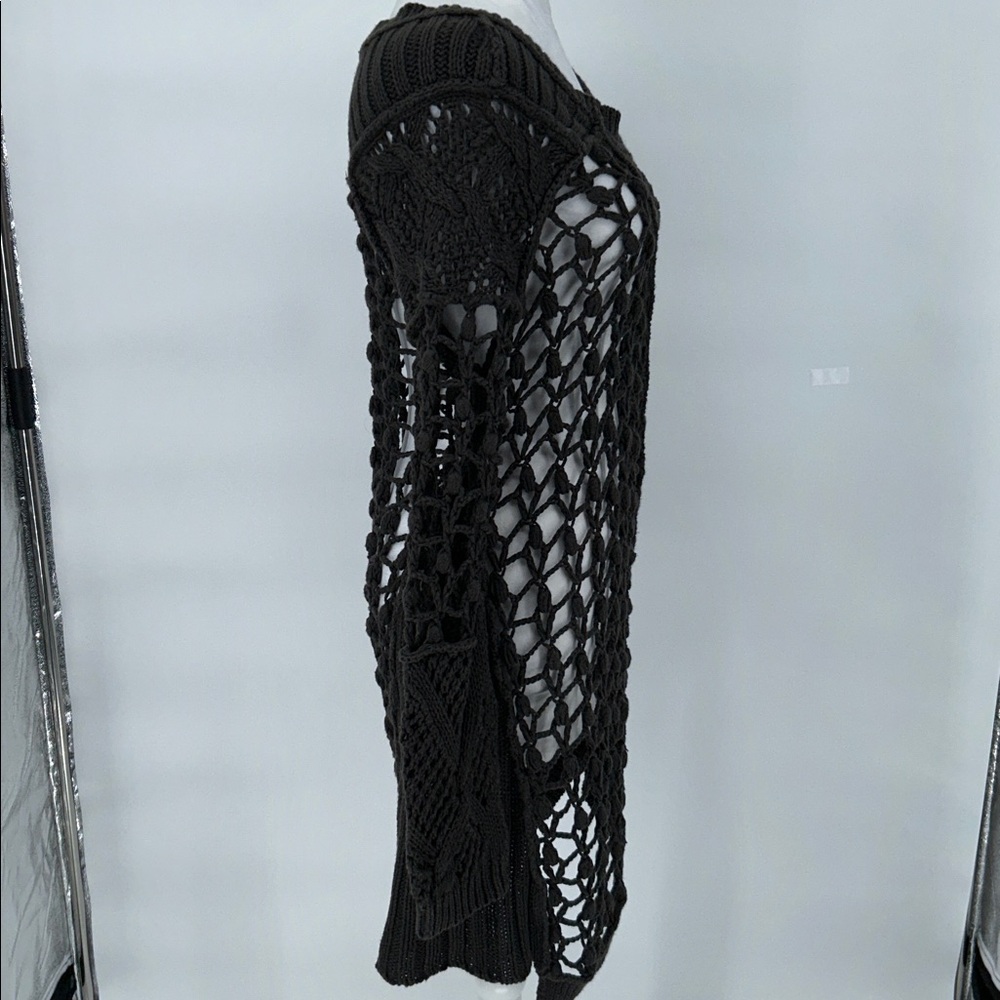 ALLSAINTS Hand Crochet Open-Knit Sweater Dress UK 12 US 8 Linen Cotton Boho - Picture 6 of 12